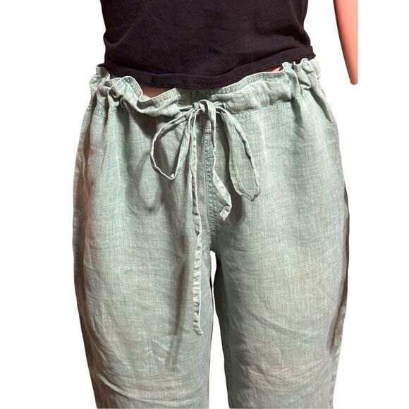 Pulp women's mid-rise Linen drawstring capris pants L - Picture 5 of 6